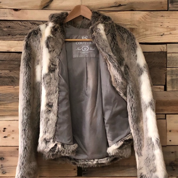 PS COUTURE faux fur hooded jacket, size 14 - Picture 3 of 7